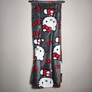 Hello Kitty Plush Throw Blanket 50" x 70" By Sanrio Gray With Red & White Design